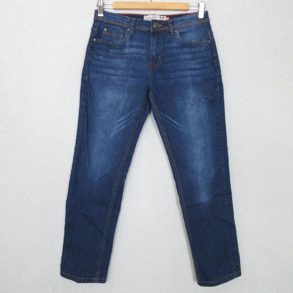 Huntington‎ Jeans Womens 14 Slim Fit Stretch Denim Blue Whiskering Embroidered